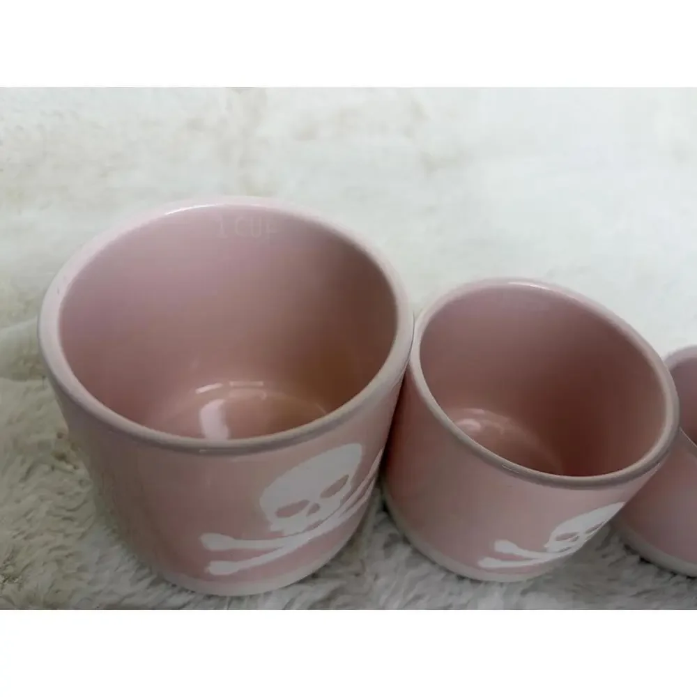 Pink Ceramic Skull & Crossbones Measuring Cup Set – Gothic Kitchen Decor​